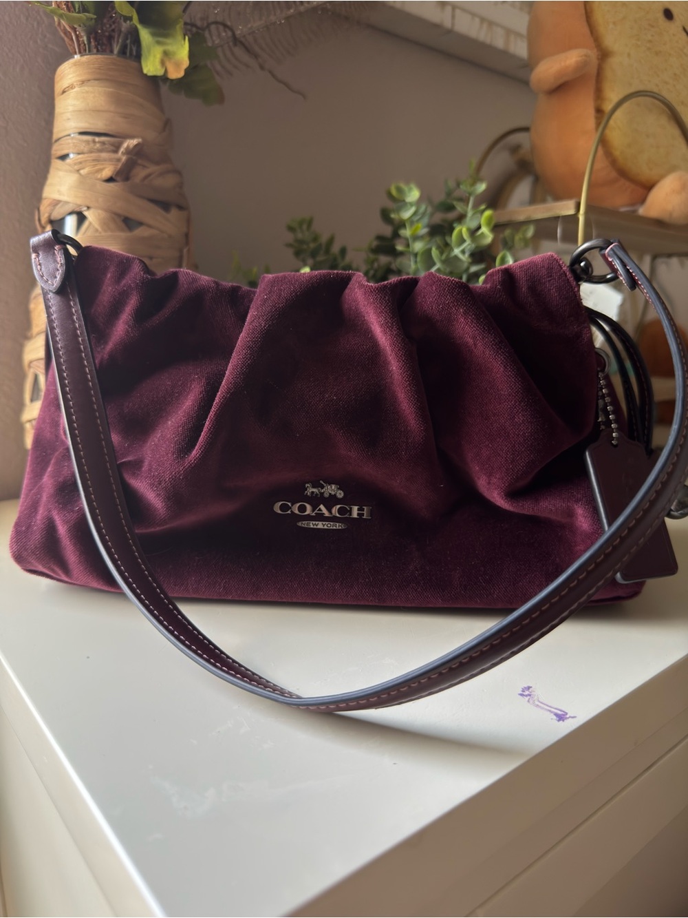 Coach Velvet Faye Shoulder Bag in Deep Wine